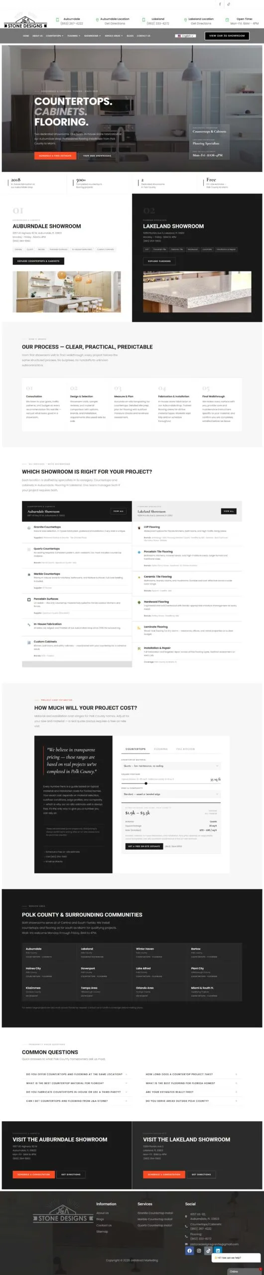 J&A Stone Designs website