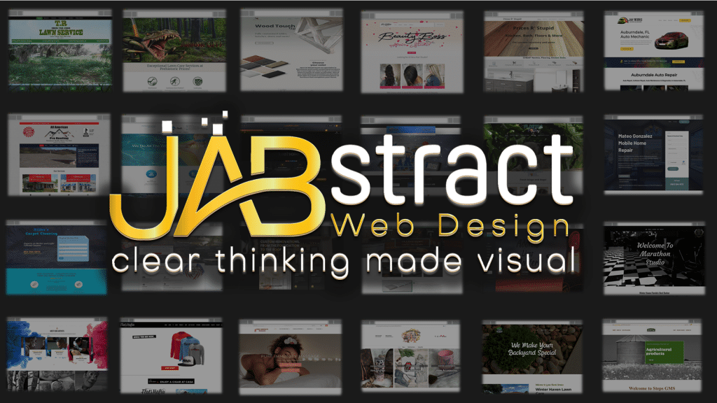 JABStract website design logo in front of portfolio