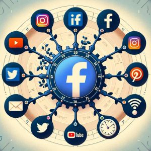A circle of social media icons serving as a Social Media Platform Outreach Tool.